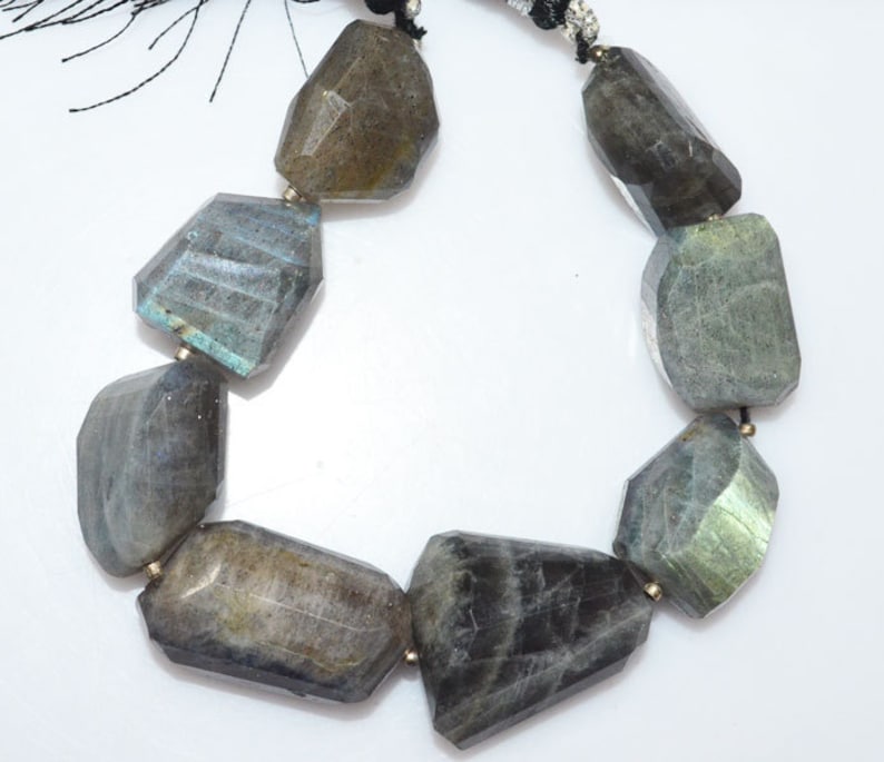 1 Strand Labradorite Faceted Nuggets Briolette Labradorite Faceted Tumble Beads 14x20-18x26 mm 7 BL2325