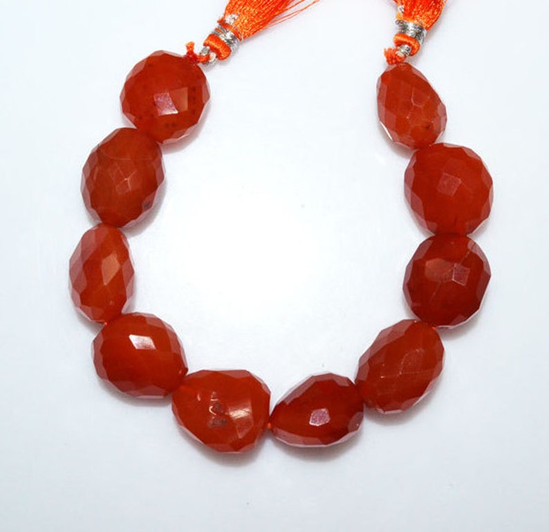 7 Carnelian Faceted Tumble 1 Strand Natural Carnelian Faceted Nuggets Briolette 15x18-16x22 mm BL2530