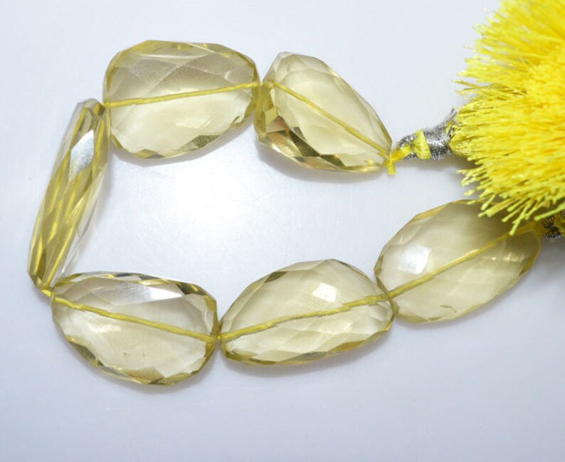 16x18-18x39 mm BL2432 1 Strand Natural Lemon Quartz Faceted Nuggets Briolette 7 Lemon Quartz Faceted Tumble