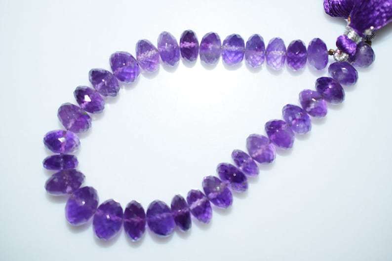 MC786 Amethyst Faceted Rondelle Beads 8 Inch Strand Amethyst Faceted Rondelle Beads 7.5-12 mm