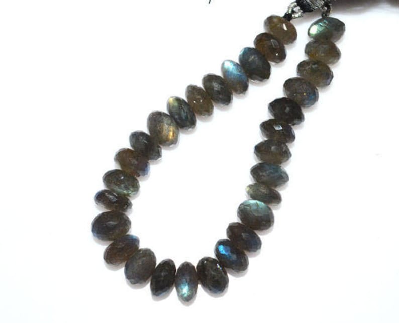 Sold By Strand 8 MC1316 9-10 mm Wholesale Prices Brand New Labradorite Faceted Rondelle Beads Far Size Labradorite Rondelle