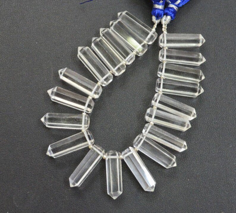 Crystal Pointed Pencil Briolette BL3660 5x19-5x20 mm 20 Pieces Natural Rock Crystal Faceted Pencil Shape Briolette