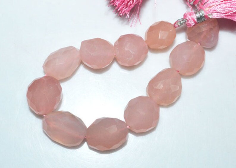 BL3319Z1 Rose Quartz Faceted Tumble 7 14x14-16x19 mm 1 Strand Rose Quartz Faceted Nuggets Briolette Nugget Beads