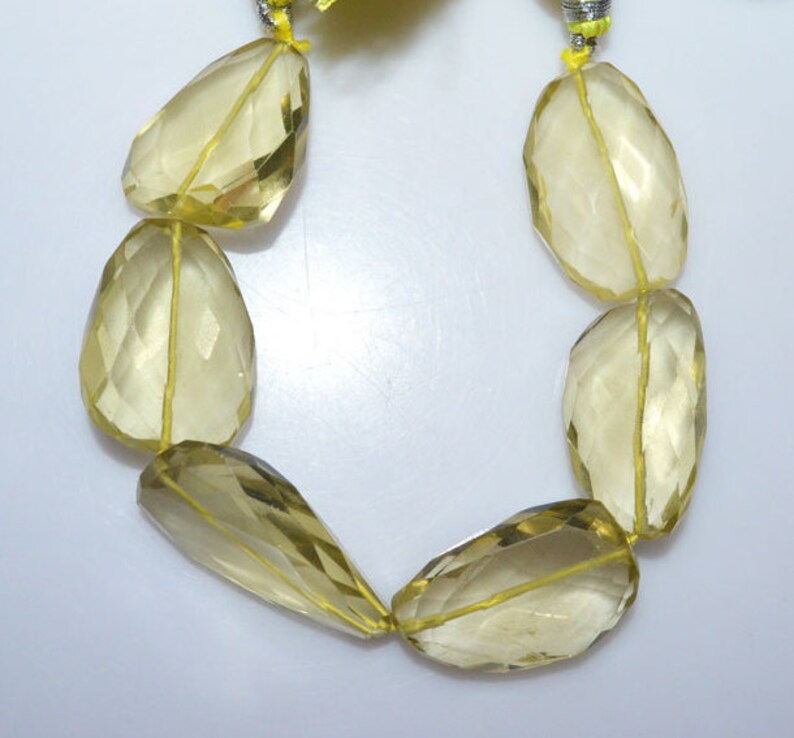 16x18-18x39 mm BL2432 1 Strand Natural Lemon Quartz Faceted Nuggets Briolette 7 Lemon Quartz Faceted Tumble