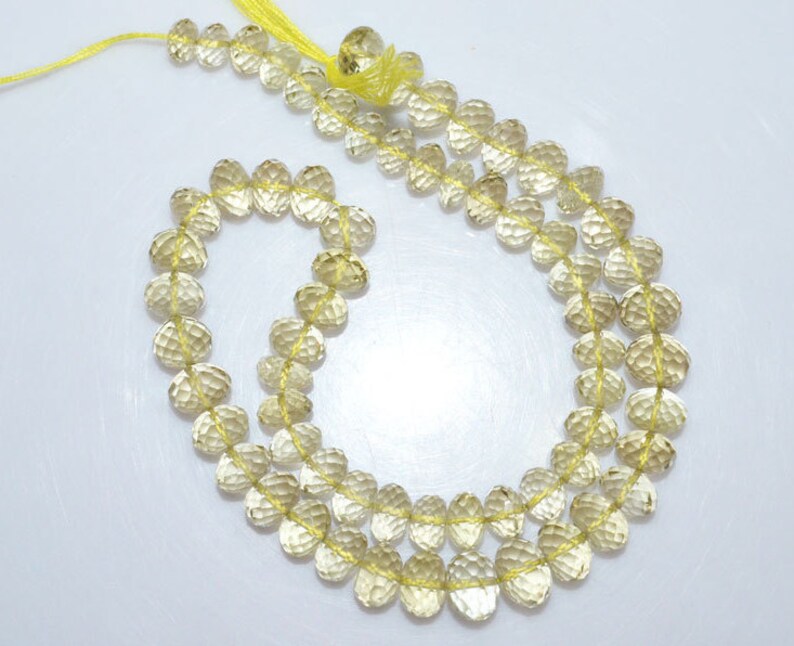 MC917 1 Strand Natural Lemon Quartz Rondelle Beads Natural Lemon Quartz Faceted Rondelle Beads 6-9 mm 14
