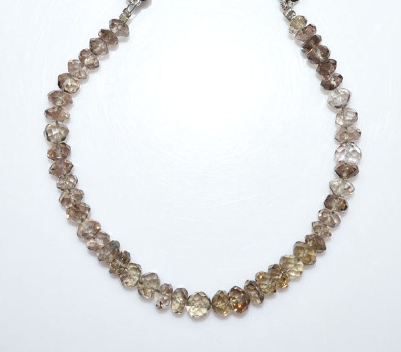 7 MC858 1 Strand Smoky Natural Quartz Faceted Rondelle Beads 5.50-6.75 mm Smoky Rondelle Smoky Faceted Beads