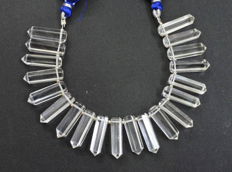 Crystal Pointed Pencil Briolette BL3660 5x19-5x20 mm 20 Pieces Natural Rock Crystal Faceted Pencil Shape Briolette