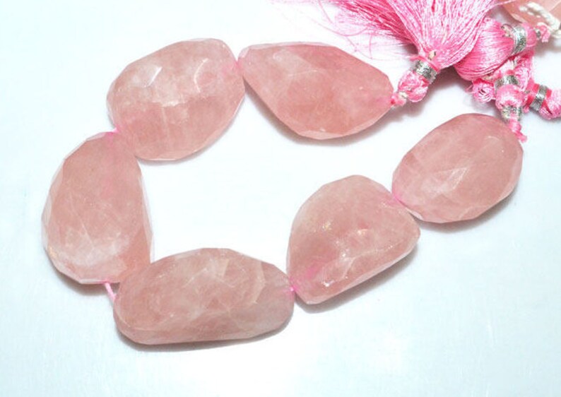 20x28-25x38 mm Rose Quartz Faceted Tumble Big Stone Nugget Beads 1 Strand Rose Quartz Faceted Nuggets Briolette 7 BL3265