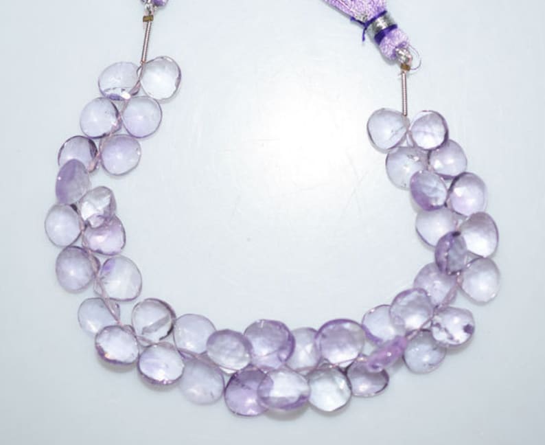 7 Pink Amethyst Briolette Pink Amethyst Heart Shape Briolette Pink Amethyst Faceted Beads 9x9-11x11 mm BL1269