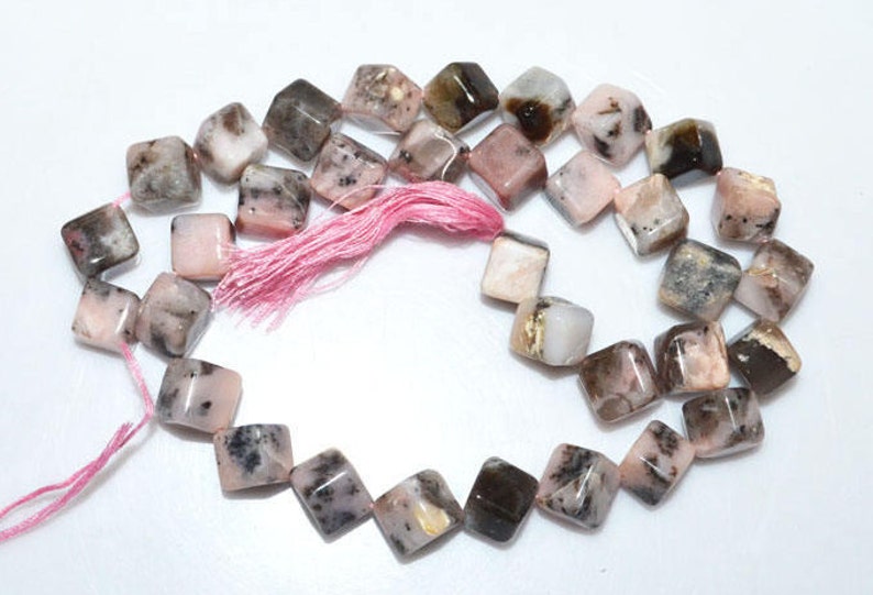 Plain 3D Box Briolette 7.50-8.50 mm 14.5-BL3734B 1 Strand Natural Pink Peruvian Opal 3D Box Smooth Beads-Pink Opal Briolette