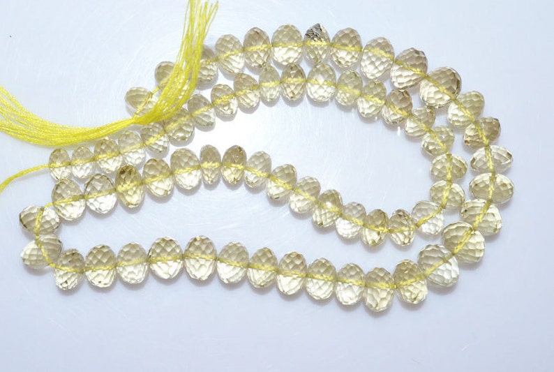 MC917 1 Strand Natural Lemon Quartz Rondelle Beads Natural Lemon Quartz Faceted Rondelle Beads 6-9 mm 14