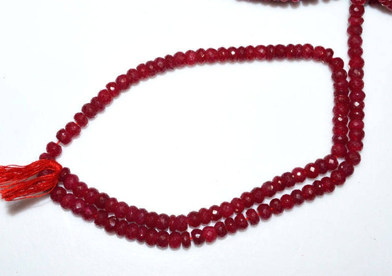 Dyed Ruby Faceted Rondelle Beads 16 MC075D Natural Dyed Ruby 5.50 mm Sold By Strand Natural Dyed Ruby Rondelle Beads