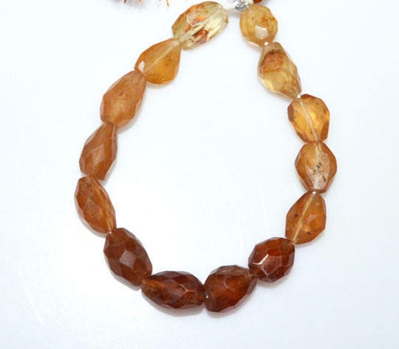 Sold By Strand 7 BL3053 10x12-10x16 mm Hessonite Tumble Beads 1 Strand Hessonite Faceted Nuggets Briolette