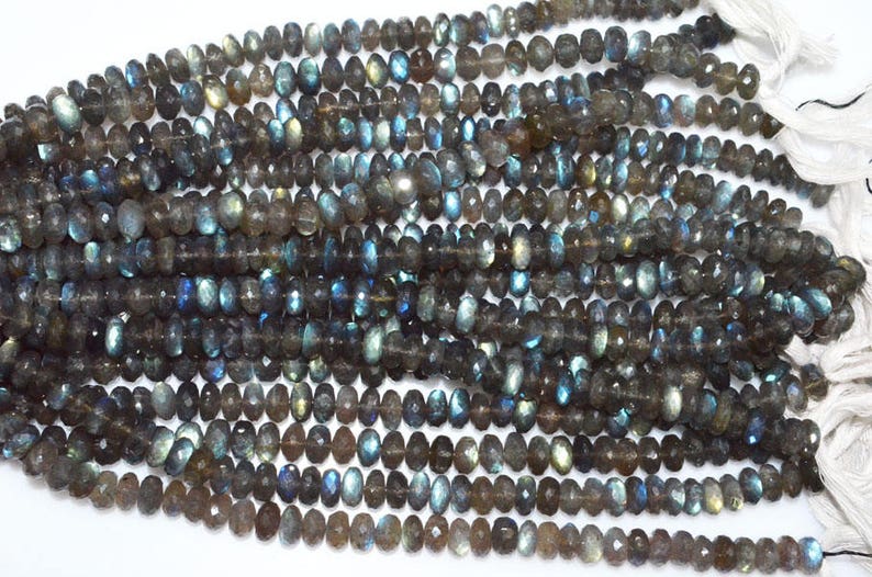 9 Top Quality Labradorite Faceted Rondelle Beads Sold Per Strand Labradorite Rondelle Beads 9.50 mm MC452J