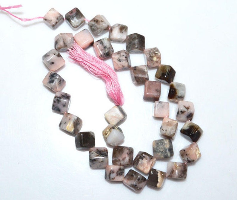 Plain 3D Box Briolette 7.50-8.50 mm 14.5-BL3734B 1 Strand Natural Pink Peruvian Opal 3D Box Smooth Beads-Pink Opal Briolette