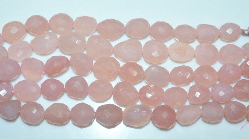 BL3319Z1 Rose Quartz Faceted Tumble 7 14x14-16x19 mm 1 Strand Rose Quartz Faceted Nuggets Briolette Nugget Beads