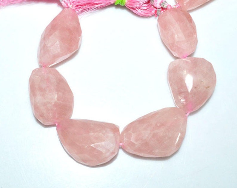 20x28-25x38 mm Rose Quartz Faceted Tumble Big Stone Nugget Beads 1 Strand Rose Quartz Faceted Nuggets Briolette 7 BL3265
