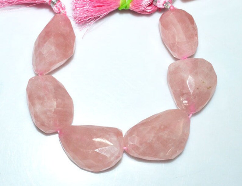 20x28-25x38 mm Rose Quartz Faceted Tumble Big Stone Nugget Beads 1 Strand Rose Quartz Faceted Nuggets Briolette 7 BL3265