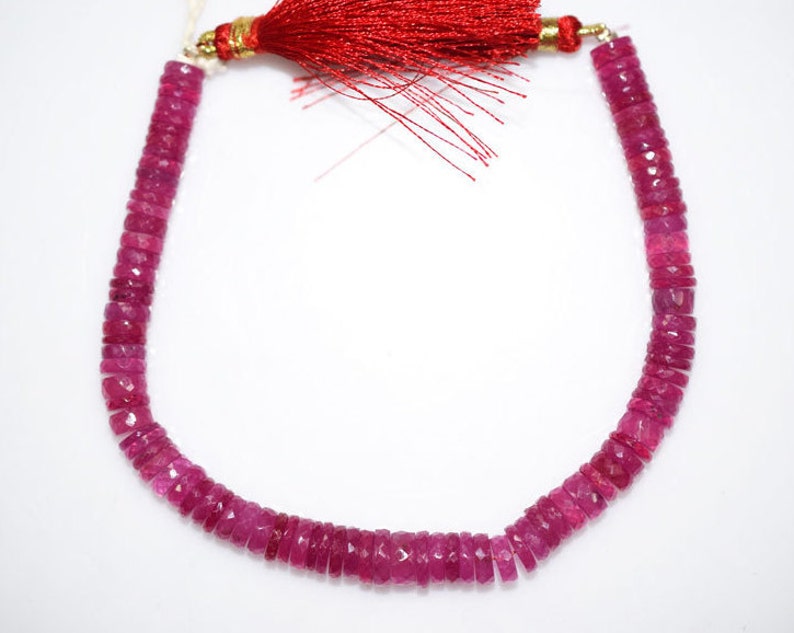 8 MC730 Ruby Faceted Spacer Beads 7-9 mm High Quality Pink Ruby Faceted Tyre Beads