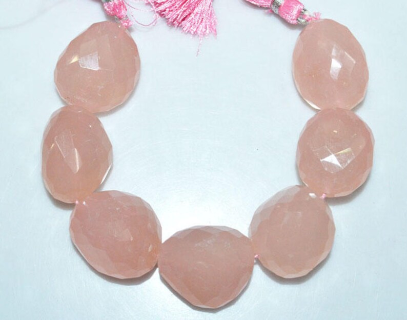 BL3322S 1 Strand Rose Quartz Faceted Nuggets Briolette Nugget Beads 19x20-22x27 mm Rose Quartz Faceted Tumble 7