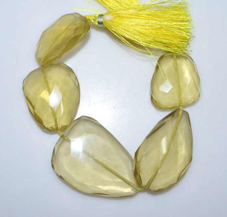 Lemon Quartz Faceted Tumble 1 Strand Natural Lemon Quartz Faceted Nuggets Briolette 7 BL2453 22x28-34x47 mm