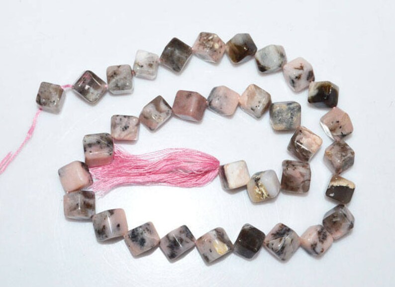 Plain 3D Box Briolette 7.50-8.50 mm 14.5-BL3734B 1 Strand Natural Pink Peruvian Opal 3D Box Smooth Beads-Pink Opal Briolette