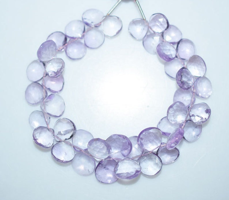 7 Pink Amethyst Briolette Pink Amethyst Heart Shape Briolette Pink Amethyst Faceted Beads 9x9-11x11 mm BL1269