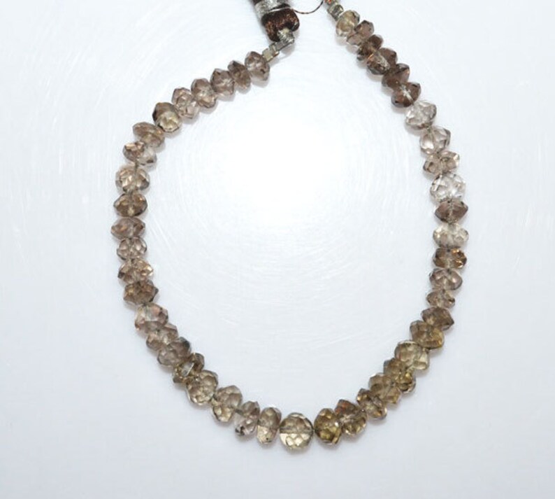 7 MC858 1 Strand Smoky Natural Quartz Faceted Rondelle Beads 5.50-6.75 mm Smoky Rondelle Smoky Faceted Beads