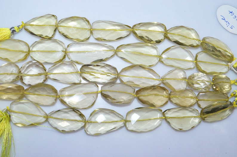 16x18-18x39 mm BL2432 1 Strand Natural Lemon Quartz Faceted Nuggets Briolette 7 Lemon Quartz Faceted Tumble