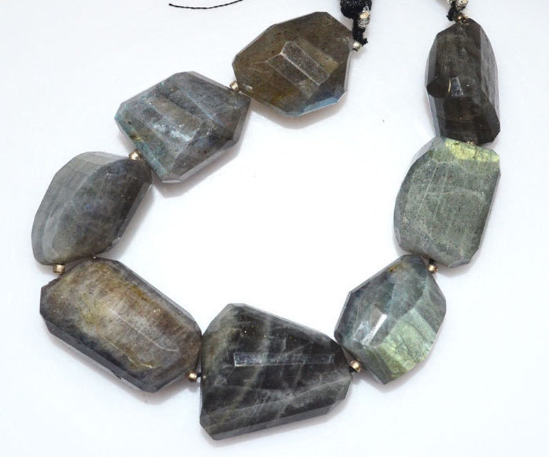 1 Strand Labradorite Faceted Nuggets Briolette Labradorite Faceted Tumble Beads 14x20-18x26 mm 7 BL2325