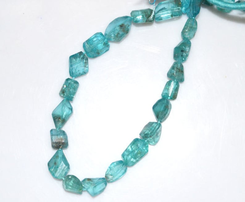 BL1797 8 Inch Strand Apatite Faceted Nuggets Beads 5x7-11x17 mm 1 Strand Apatite Faceted Nuggets Briolette