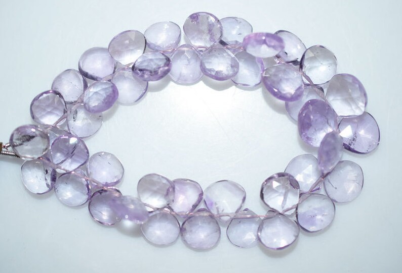 7 Pink Amethyst Briolette Pink Amethyst Heart Shape Briolette Pink Amethyst Faceted Beads 9x9-11x11 mm BL1269