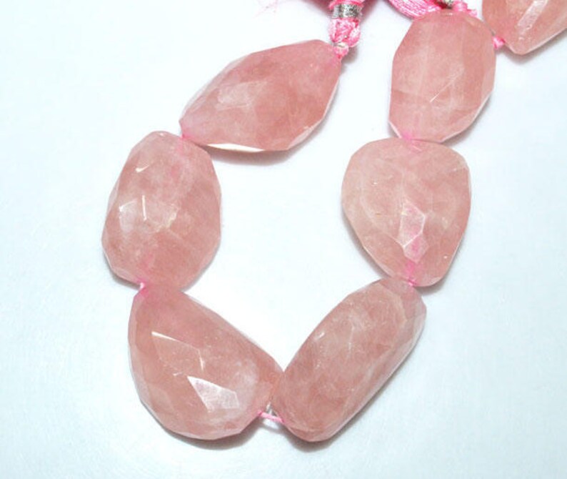 20x28-25x38 mm Rose Quartz Faceted Tumble Big Stone Nugget Beads 1 Strand Rose Quartz Faceted Nuggets Briolette 7 BL3265