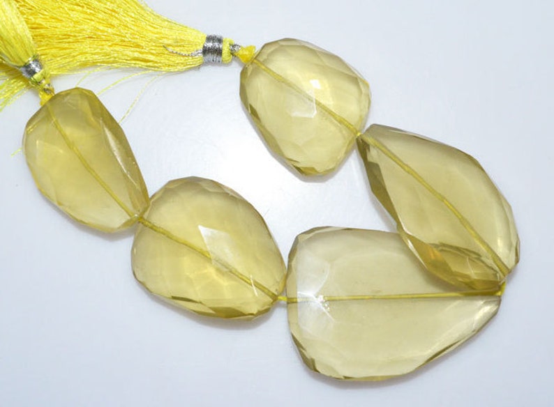 Lemon Quartz Faceted Tumble 1 Strand Natural Lemon Quartz Faceted Nuggets Briolette 7 BL2453 22x28-34x47 mm