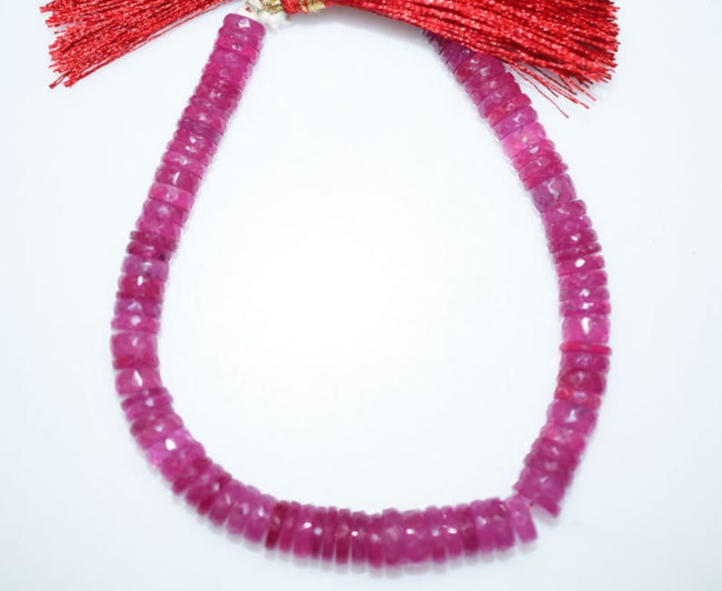 8 MC730 Ruby Faceted Spacer Beads 7-9 mm High Quality Pink Ruby Faceted Tyre Beads