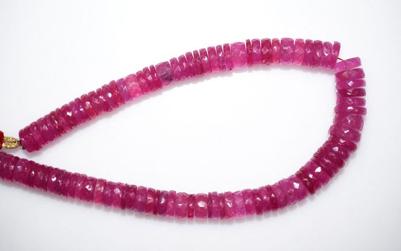 8 MC730 Ruby Faceted Spacer Beads 7-9 mm High Quality Pink Ruby Faceted Tyre Beads