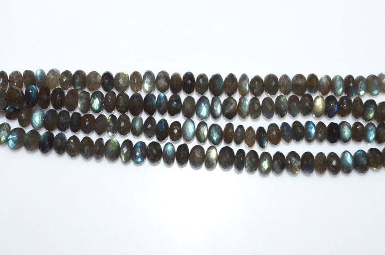 Sold By Strand 8 MC1316 9-10 mm Wholesale Prices Brand New Labradorite Faceted Rondelle Beads Far Size Labradorite Rondelle