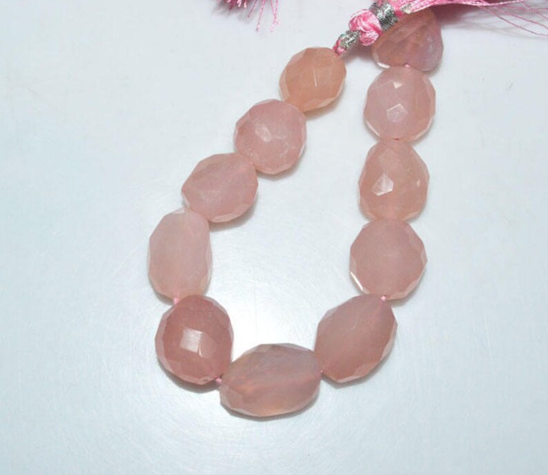 BL3319Z1 Rose Quartz Faceted Tumble 7 14x14-16x19 mm 1 Strand Rose Quartz Faceted Nuggets Briolette Nugget Beads