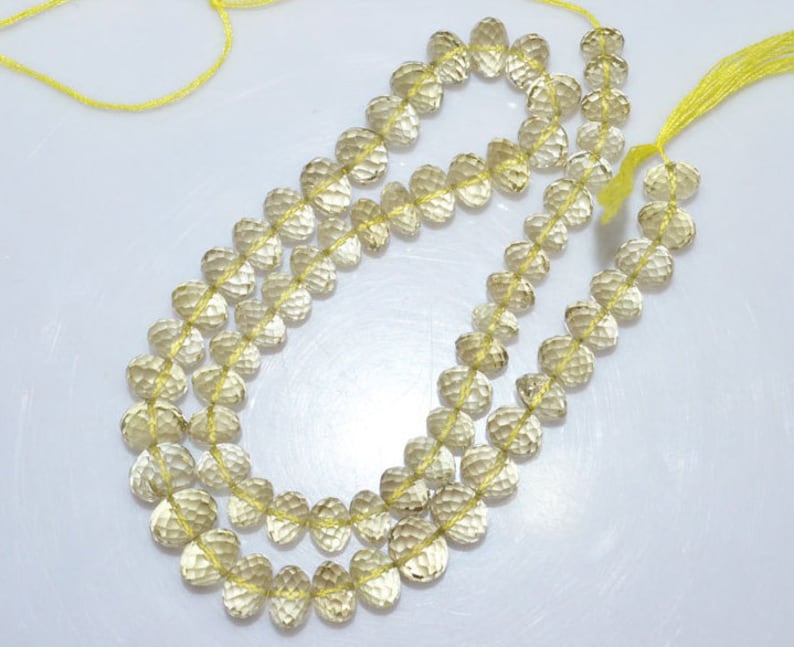 MC917 1 Strand Natural Lemon Quartz Rondelle Beads Natural Lemon Quartz Faceted Rondelle Beads 6-9 mm 14
