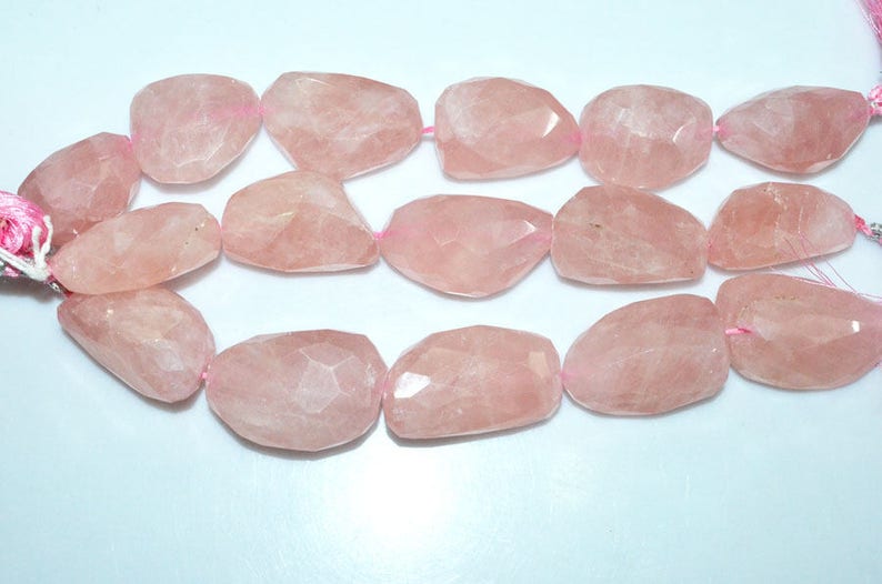 20x28-25x38 mm Rose Quartz Faceted Tumble Big Stone Nugget Beads 1 Strand Rose Quartz Faceted Nuggets Briolette 7 BL3265