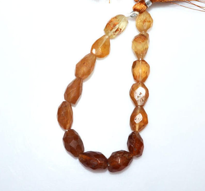 Sold By Strand 7 BL3053 10x12-10x16 mm Hessonite Tumble Beads 1 Strand Hessonite Faceted Nuggets Briolette