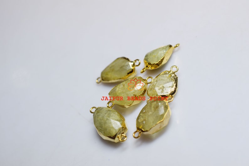 AH526 Aquamarine Free Form 24k Gold Plated Connector Pendant 6 Pcs.Beautiful Multi Aquamarine Electroplated Egde 14-16 mm long