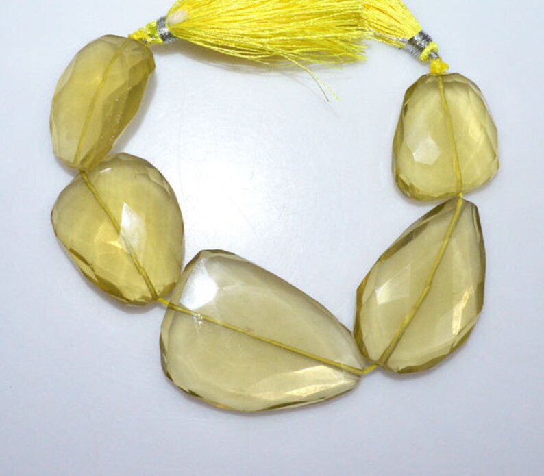 Lemon Quartz Faceted Tumble 1 Strand Natural Lemon Quartz Faceted Nuggets Briolette 7 BL2453 22x28-34x47 mm