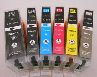 High Quality PGI250 XL CLI251XL 6PK Ink Cartridge for Canon Pixma MG7520 MG6620 MG6420 MG6320