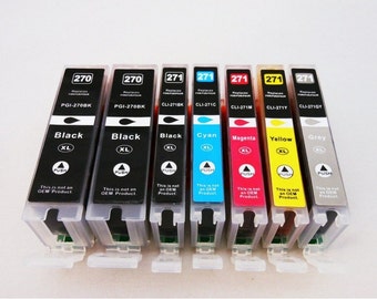 High Quality PGI270 Black CLI271 BK/Cyan/Magenta/Yellow/Grey XL High Yield Ink Cartidges for Canon Pixma MG7720 6820 6822 5722 5720 - 7 PACK