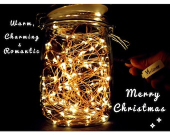 Fata LED Rame Filo String Luci, Versione aggiornata(Warm White, 32.8ft, 100 Leds, Impermeabile)