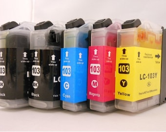 High Quality Brother Replacement LC103XL Ink Cartridges Bundle (2 Black 1 Cyan 1 Magenta 1 Yellow )
