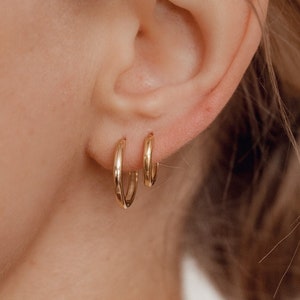 Silver Hoop Earrings Set | Golden Hoops Set | Sterling Silver Earring Set | Medium Gold Hoops | Huggie Earrings Silver | Helix Hoop