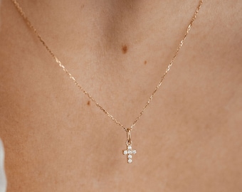 Cross Necklace Gold | 14K Gold Necklace with Cross Pendant 585 Gold | Confirmation Gift