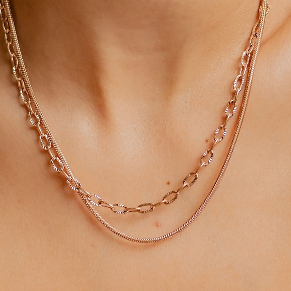 Schlangenkette Rosegold | Schlangenkette Gold | Schlangenkette Silber | Minimalistische Kette für Anhänger Wasserfest